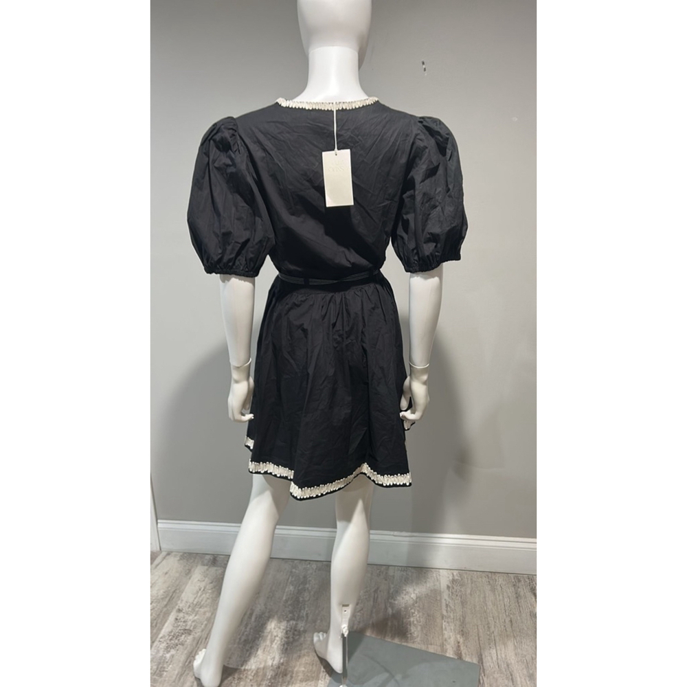 Ulla Johnson Wilda Black Cotton Puff Sleeve Mini Dress Size 12 - Picture 10 of 14
